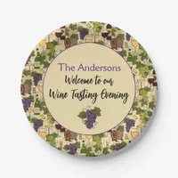 Vintage Wine Tasting Party Custom Name Paper Plates