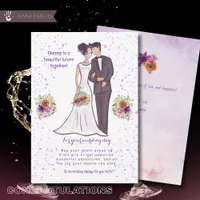  Bride and Groom Watercolor Wedding Congratulation Holiday Card