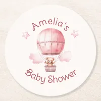 Sweet Little Girl on the Way Baby Shower Round Paper Coaster