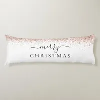 Modern Glitter Rose Gold White Merry Christmas  Body Pillow