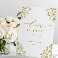 Elegant Gold Love is Sweet Wedding Sign