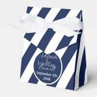 Elegant Nautical Striped Wedding -Navy Blue, White Favor Boxes