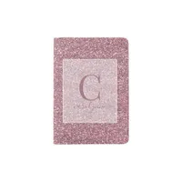 Personalized Girly Blush Pink Glitter Monogram Passport Holder