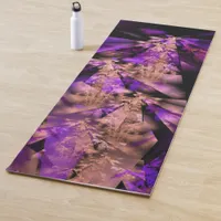 Modern fractal in black and purple yoga mat