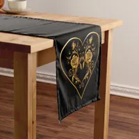 Dramatic and Elegant Gold Rose Short Table Runner