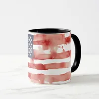 Full-Spread Watercolor American Flag, 4th of July Mug