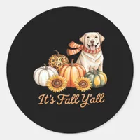 It’s Fall Y’all Dog Leopard Pumpkin Creative Style Classic Round Sticker