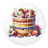 Birthday Cake full of Berries Ceramic Knob