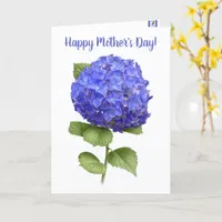 Blue Hydrangea Personalized Floral Mother's Day Card