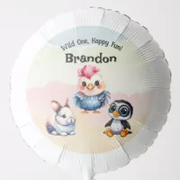 Wild One Happy Fun Woodland Animals Watercolor Balloon