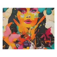 Woman and Butterflies Mixed Media Faux Canvas Print