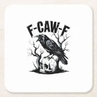 Halloween F-Caw-F Bird Crow Women Men Retro Classi Square Paper Coaster