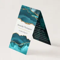 Turquoise - Teal and Gold Geode Agate Stone Business Card