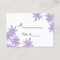 Purple Daisies on White Wedding Place Cards