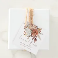 Boho Florals Love Thanks Brown Text Wedding Favor Tags