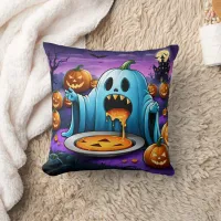 A playful ghost enjoying Halloween festivities Throw Pillow