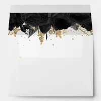 Rustic Vintage Black Gold Floral Envelope