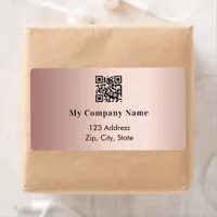 Rose gold business qr code return address label