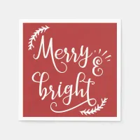 merry and bright Christmas Holiday Paper Napkins