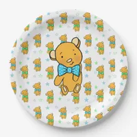 Cute Teddy Bear Boy's Baby Shower Paper Plates