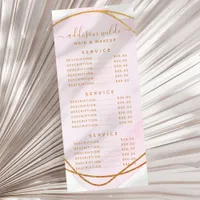 Script Blush Pink Watercolor Gold Circle Price Rack Card