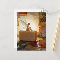 Cute Fairy Sitting on a Bar of Soap Collage Postcard