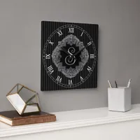 Elegant, Monogram Initial Square Wall Clock