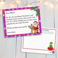 Letter from Santa, Nice List, for Kids Postcard