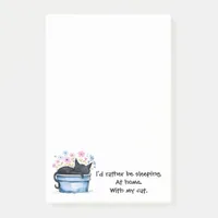 Black Cat with Flowers I'd Rather Be Sleeping Post-it Notes