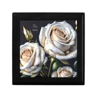 Gorgeous white roses with golden details gift box