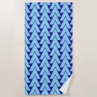 Beach Towel - Rows of Triangles in Shades of Blue