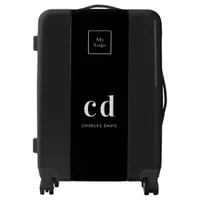 Logo black white monogram initials business luggage