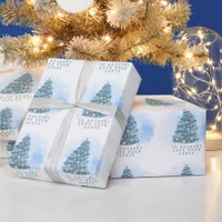 Childs Name Love From Santa Teal Chrismas Tree Wrapping Paper