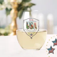 US 250 Years of Freedom Botanical Patriotic Stemless Wine Glass