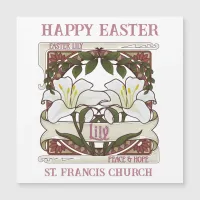 Happy Easter: Vintage Lily Design Church Magnet