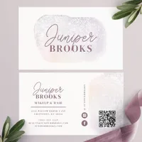 Lavender Silver Social Media QR Code Glitter Business Card