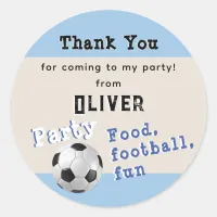 Football Soccer Ball Sport Birthday Party Blue Classic Round Sticker