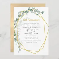 Eucalyptus Geometric 50th Wedding Anniversary Invitation