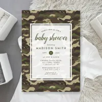 Camouflage Camo Green Boy Baby Shower Invitation