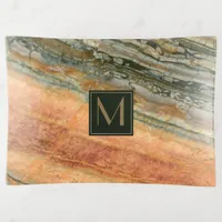 Stone Monogram Marble Orange ID332 Trinket Tray