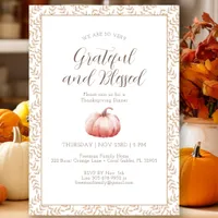 Elegant Watercolor Pumpkin Thanksgiving Invite