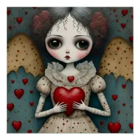 Adorable Gothic Valentine Doll Poster