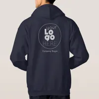 Navy Blue Hoodie +your White Business Logo on Back