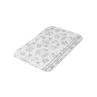 Nautical Hipster Sailor Tattoos Gray White Pattern Bath Mat