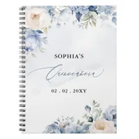  Dusty Blue Floral Quinceañera Guest book