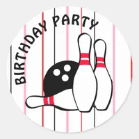 Bowling Themed Birthday Party Classic Round Sticker