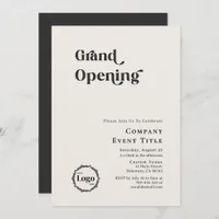 Black & White Chic Typography Grand Opening Invitation