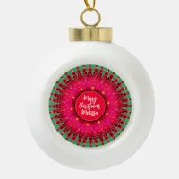 Custom Name Merry Christmas Ornamental Star Ceramic Ball Christmas Ornament