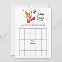 Retro Vintage Reindeer Christmas Baby Shower Bingo Note Card