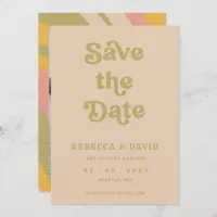 Retro Groovy 70s Cute Green Photo Wedding Save The Date